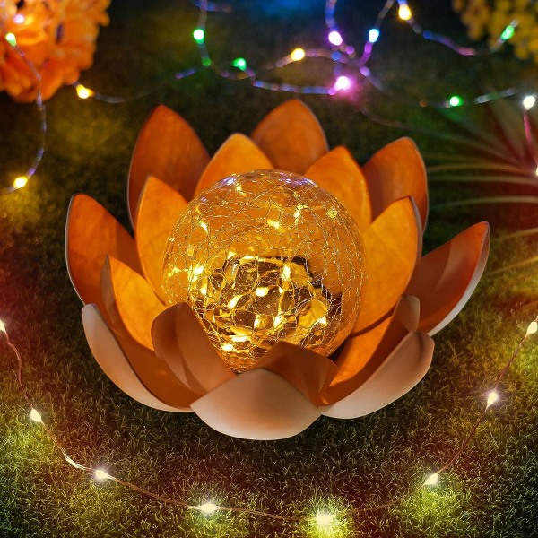Lotus-formet solcellelampe, solcellelampe til hagen, utendørs solcellelampe, g