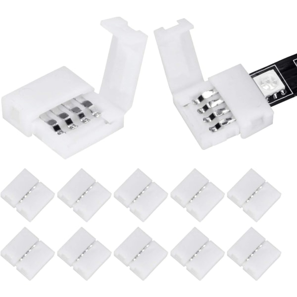 10-pak 4-bens RGB LED-strimmelkonnektorer 10mm trådløse gapless solgt