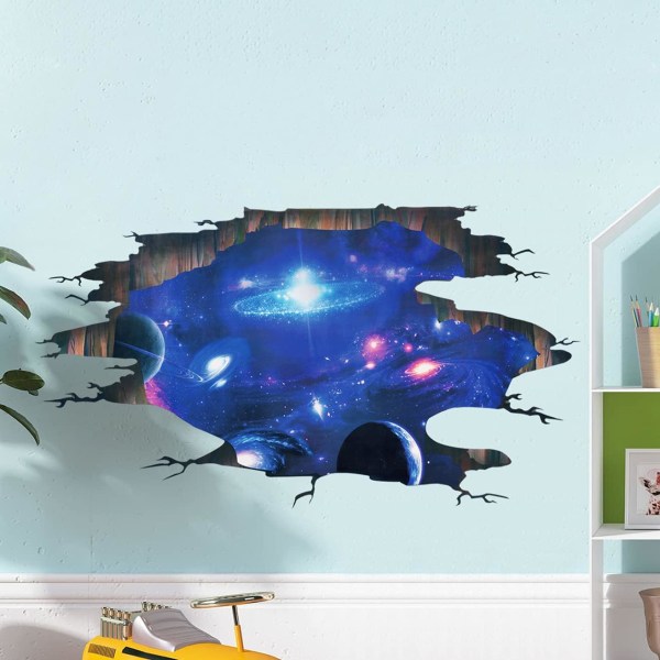 Creative 3D Blue Universe Galaxy Wall Sticker Avtagbar PVC Magic