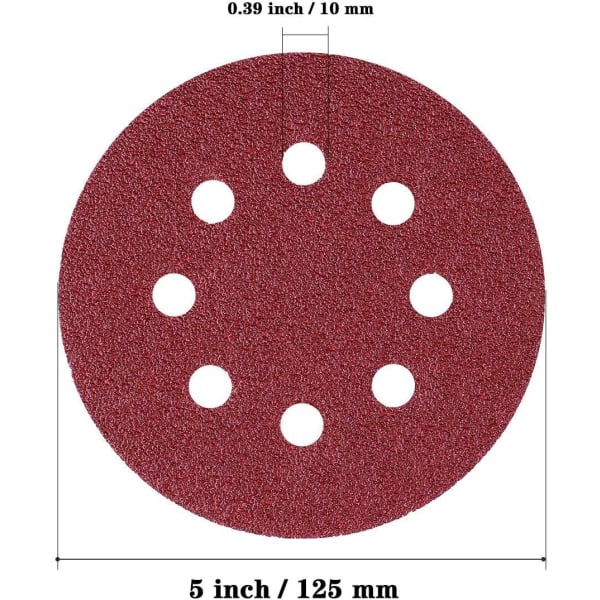 Back flocking tray sandpaper 125MM 5 in 8 holes, self-adhesive sa