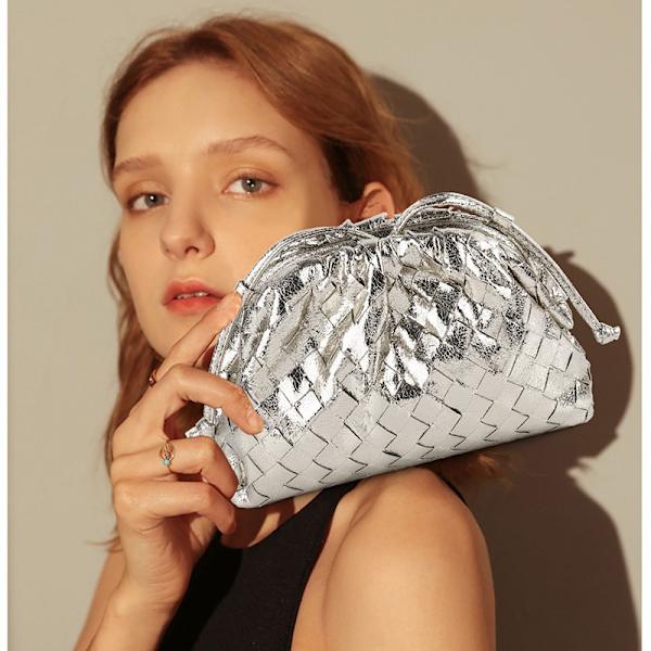 1 stk. Pu flettet taske Satchel Cloud Mini læder clutch taske - Perfet S