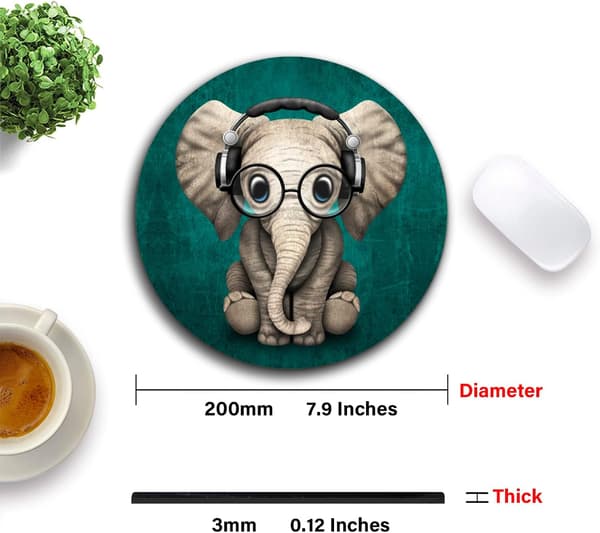 Rund musemåtte sød elefant, personlig premium-tekstureret musemåtte