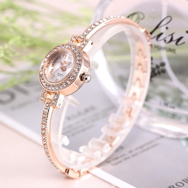 Explosiv Fashion Damklocka Armband Full Diamond Tunn Rem