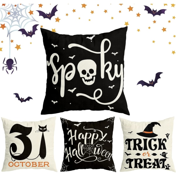 Halloween Decorations -tyynynpäälliset, 4 set Halloween-sisustukseen