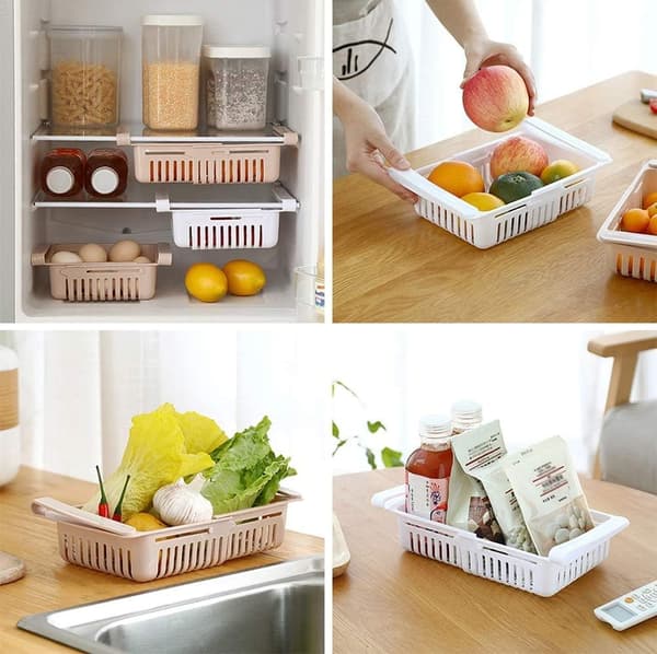 Fridge Lådorganiserare 4 Pack Retractable Låda Kylskåp St