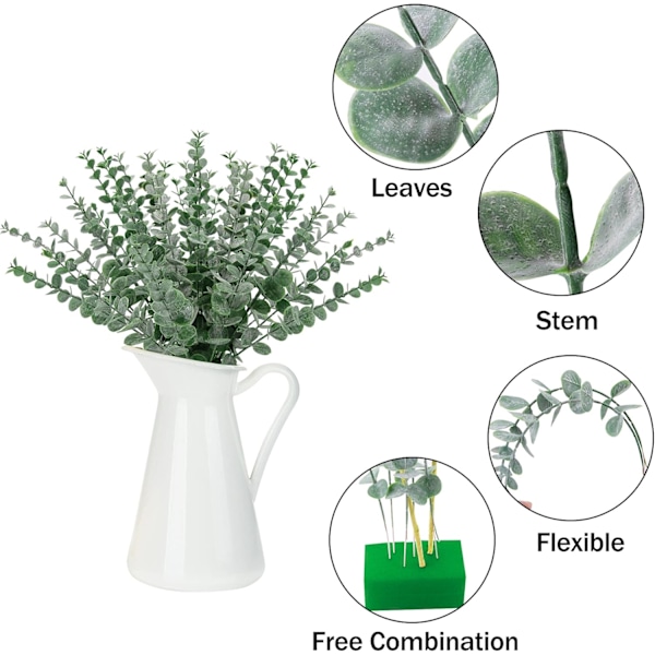 20 stj artificiella eukalyptusgrenar falska eukalyptus artificiella