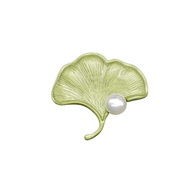 Corsage Ginkgo Blad Perle Blomst Brosche Kvinde Silke Tørklæde Spænde,