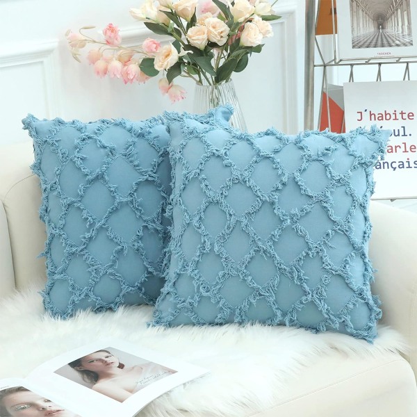 Light Blue Decorative Pillowcase 45 x 45 cm 2-Pack Boho Pillow Pi