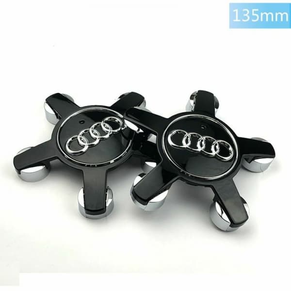 4 Emblem Hjulkapsler, Til 135 Mm Hjulkapsler Til Audi (Sort)