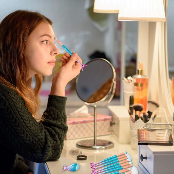 Makeupborste set 3D Mermaid Professionell Makeupborste Foundation,