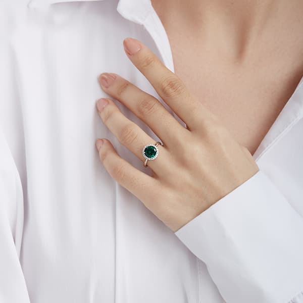 925 Silver Round-Cut Birthstone Ring tillverkad med Infinite Elements