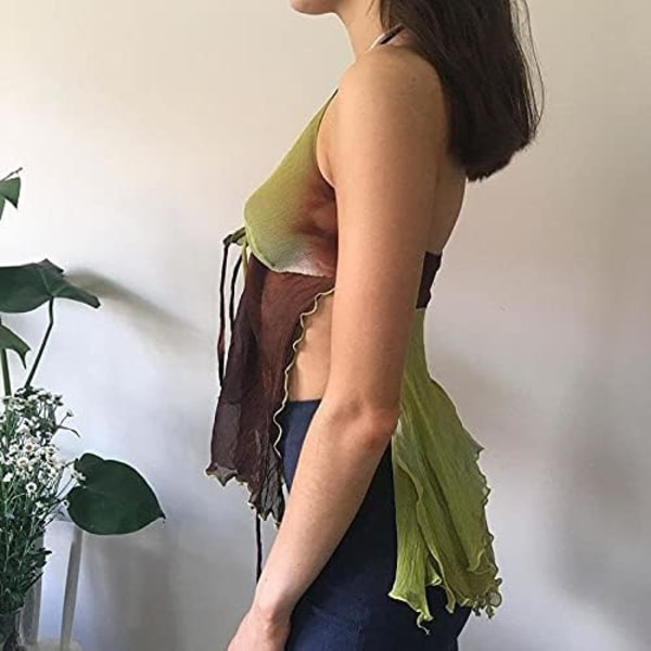 Kvinde Dyb V-hals Halter Crop Top Binde Bag Print Y2k Tank Top W