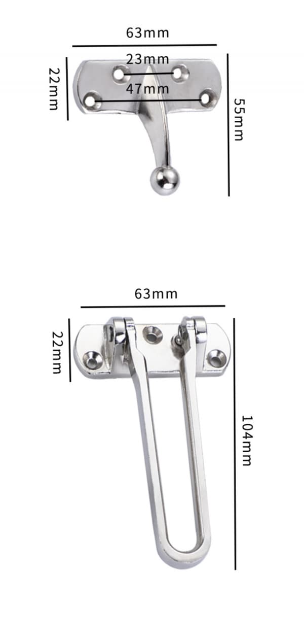 Vridbart Dörrlås, Hållbart Dörrskydd för Fram- och Bakdörrar, Perfekt för Hemsäkerhet (Guld, 2-pack)