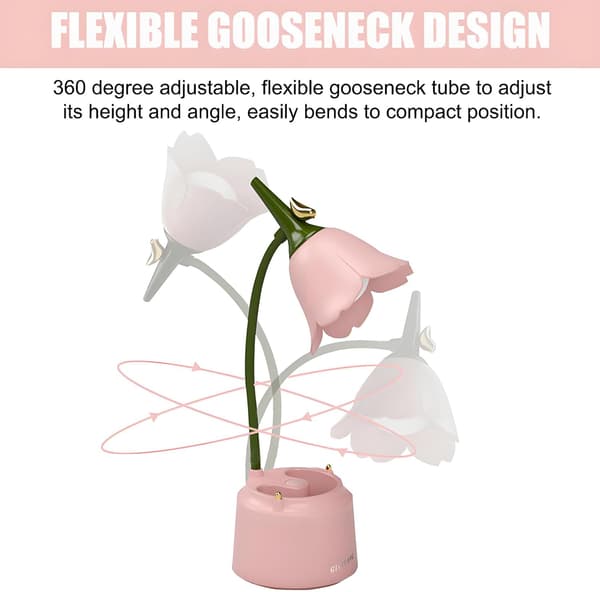 LED Skrivebordslampe for Barn, USB, Leselampe med Justerbart Lys og Berøringssensor (Rosa)