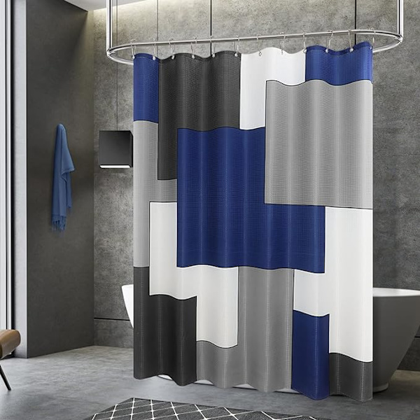 Modern blå duschdraperi, badrum duschdraperi set badrum
