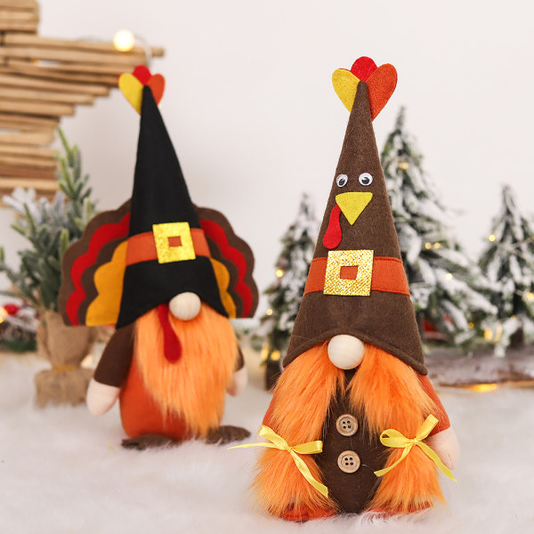 2 stk. Tyrkiet Gnome Thanksgiving Day Gnome Efterår Gnomes 2022 Dekoration