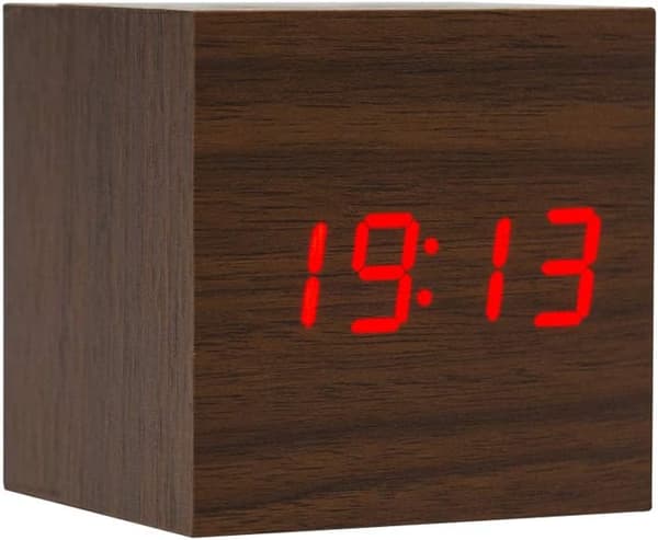 Träväckarklocka - Mini digital klocka med temperaturtidsvisning