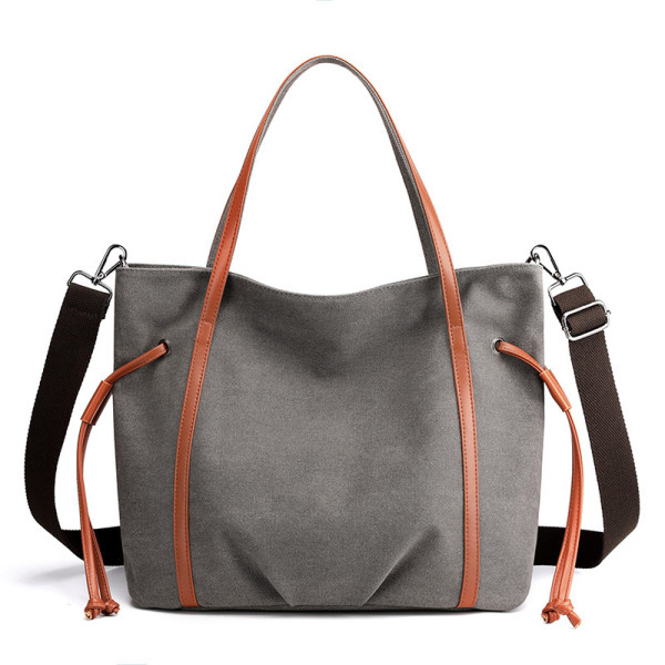 Canvas axelväska Tote väskor för kvinnor Topphandtag Satchel Ha