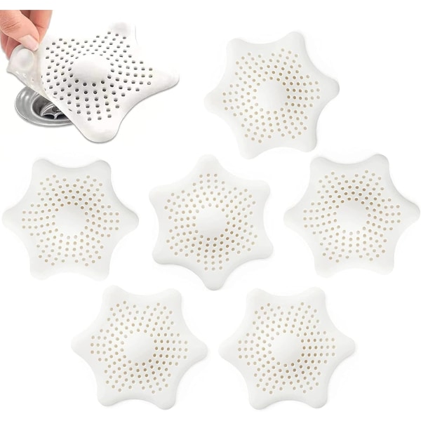 7st halkfritt silikon hårfilter Stjärnformade duschfilter Hai