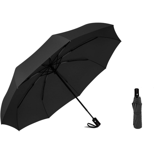 Tuulenpitävä Travel Compact -sateenvarjo, 8-riivaa, UV-suojattu vedenpitävä taitto