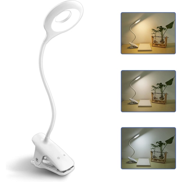 Oppladbar trådløs LED-skrivebordslampe, 3 farger og 3 justerbare nivåer