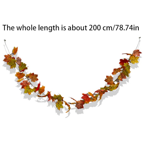 2 Pieces Artificial Fall Leaves Garland, Maple Leaves Vine Artifi