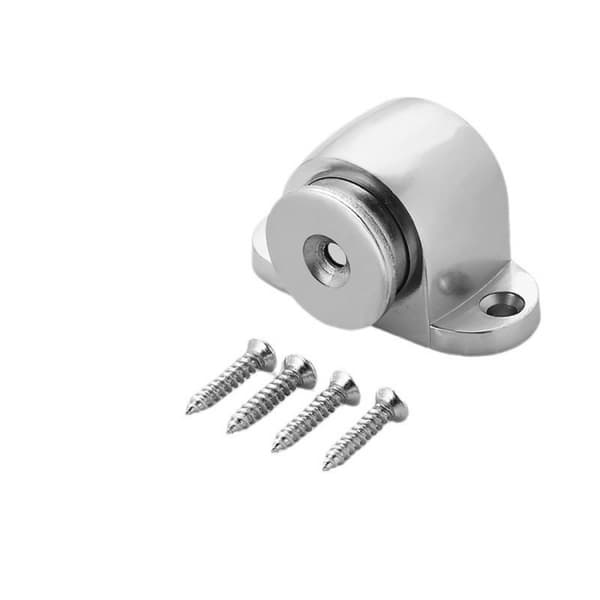 Gulvmontert magnetisk dørstopper i børstet metall