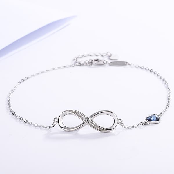 Infinity-sydänriipus-ranneke naisille 925 Sterling Silver