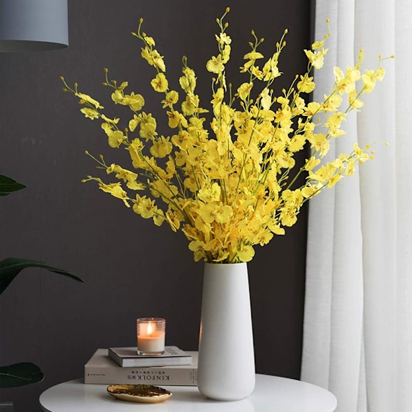 12 st konstgjorda orkidéblommor falska siden dansande lady orkidé Fa