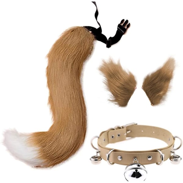 Tail and Ear Kit, Long Fox Tail Cosplay Fur Wolf Tail Kit, tillverkad f