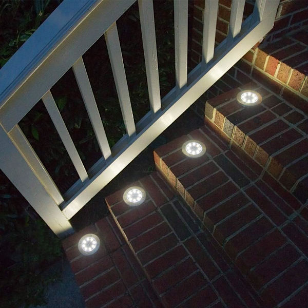 Udendørs solcellelys, solcellelampe til have 4 pakke 8 LED forsænket