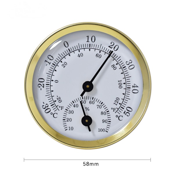 Hygrometer Rumstermometer, 2 i 1 Analog Hygrometer och Termometer, Mini Termometer 5,8 cm, Guld