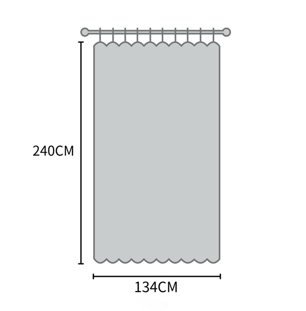 Lett tyllgardin med maljer, 2 paneler (134cm x 240cm, Hvit)