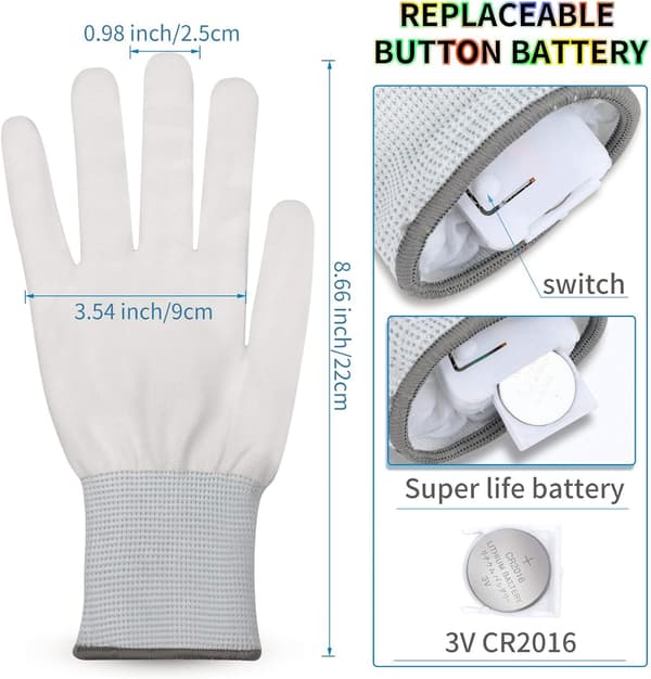 LED-handskar, coola julleksaker för barn, LED-handskar, lysande handskar