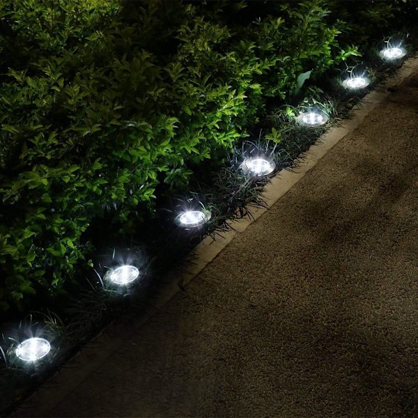 Udendørs solcellelys, solcellelampe til have 4 pakke 8 LED forsænket