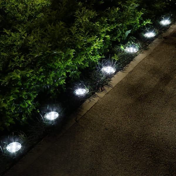 Utendørs solcellelys, solcellelampe for hage 4 pakke 8 LED innfelt