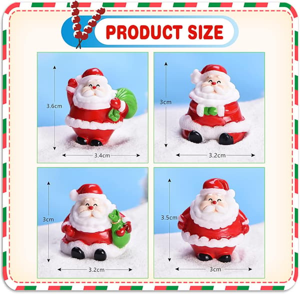 4 stk. julefigurer, miniature julepynt, jul
