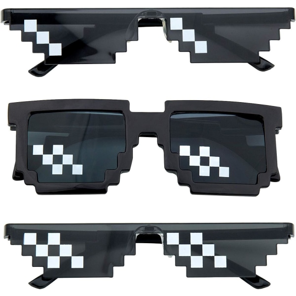 Set med 3 solglasögon, solglasögon för män och kvinnor, 8-bitars glas pi