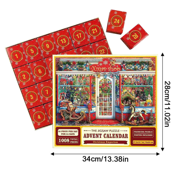 1PC（B）Joulukalenteri, Advent Countdown -palapelit, 24