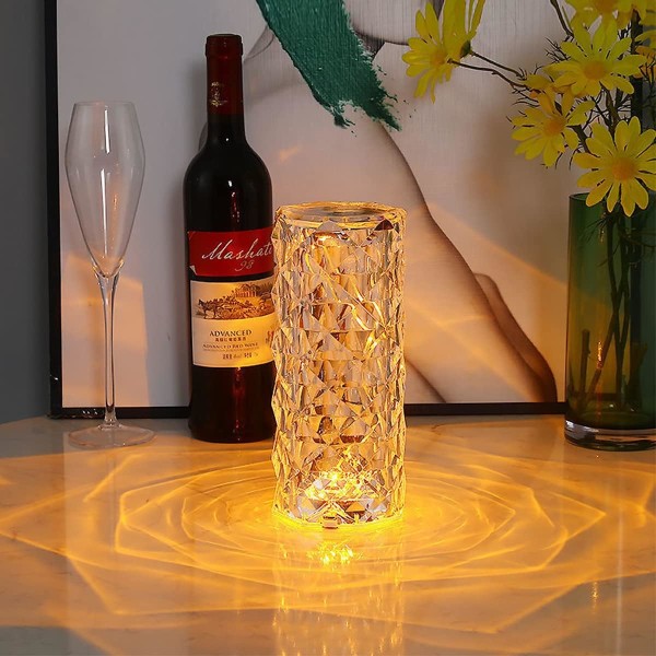 Enkel krystall LED-bordlampe Akryl Diamond Night Light Touch a