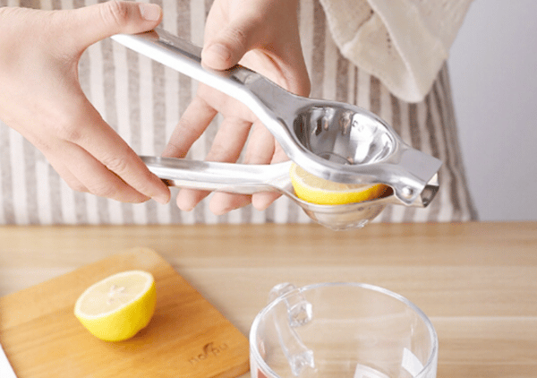 Citruspresser i rustfrit stål, manuel citronpresser