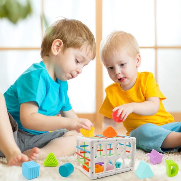 Shape classifier leksaker för barn i åldrarna 1 till 2, sensoriska leksaker för