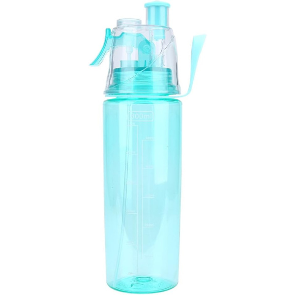 Plast Vattenflaska, 600ML Bred Mun Bärbar Spray-Huvud Anti-L