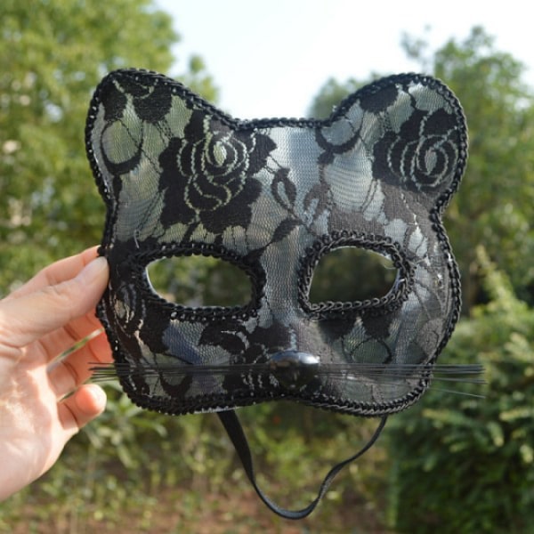 Halloween Cosplay Räv Mask Spets Sexig Ögonmask Djur Mask Halv Bl