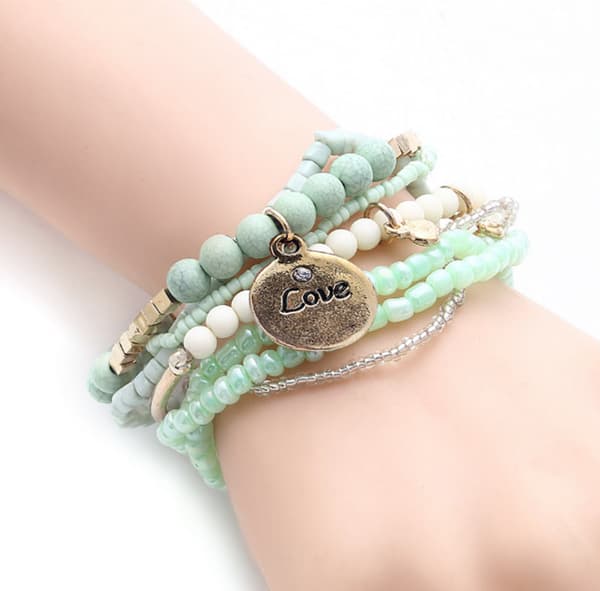 Bohemian Stackable Perle Armbånd til Kvinder Stretch Multilayered