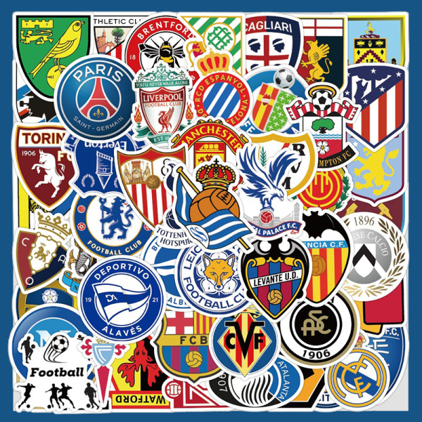 100 Soccer Team Logo Sticker Packs for Water Bottles, Laptops, Ca