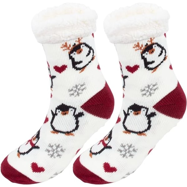 1 STK Penguin Slippers Damesokker - Varme sklisikre sokker Vinter S