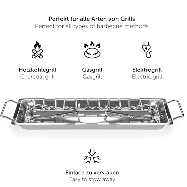 Kyllingerack - Kyllingebenrack - Grillkyllingerack - Robust rustfrit stål