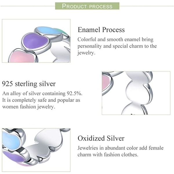 925 Sterling Silver Färgad Pave Shiny Cubic Zircon Rainbow Simpl