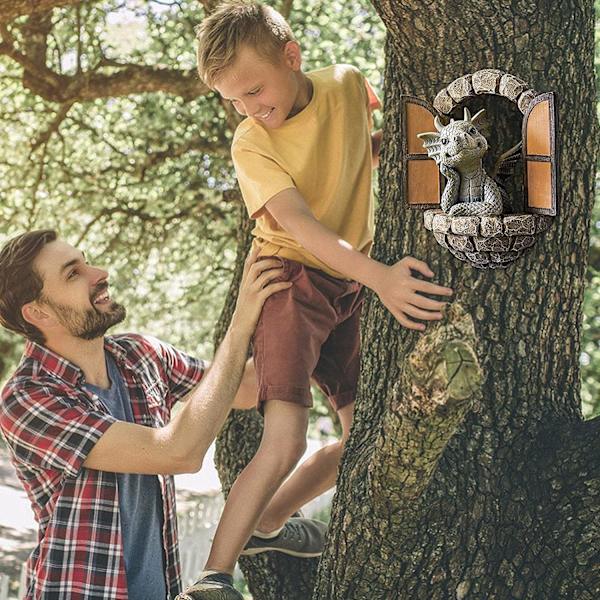 Vacker innergård drake skulptur harts, dekorativ drake för utomhusbruk